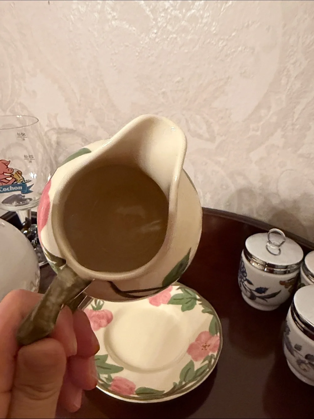Franciscan desert rose Creamer and Saucer